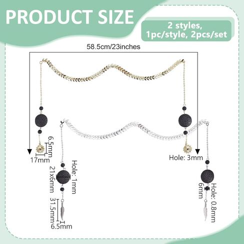 2 Pcs 2 Styles Face Chain With Sun Pendant, Gothic Metal Chain Vintage Nose Chain Brass Costume Body Jewelry Accessories for Halloween Christams Party Decoration, Sliver Gold in Kuwait
