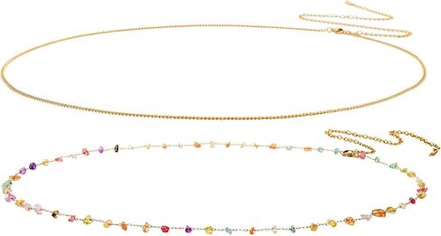 INSYOHO Waist Chain for Women - Boho Crystal waist beads Chain, 18k Gold Plated Layered Belly Body Chain Belt Dainty Jewelry Accessories for Women Mom Wife Daughter Beach Bikini Summer Festival in Saudi Arabia