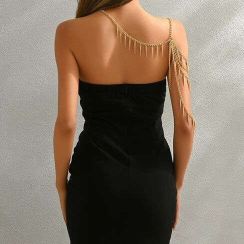 Gold Body Chain Shoulder Chain Punk Rivets Arm Chain Layered Tasssel Shoulder Necklace Festival Party Bridal Body Jewelry in Kuwait