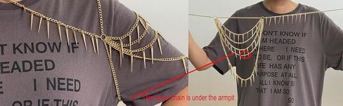 Gold Body Chain Shoulder Chain Punk Rivets Arm Chain Layered Tasssel Shoulder Necklace Festival Party Bridal Body Jewelry in Kuwait