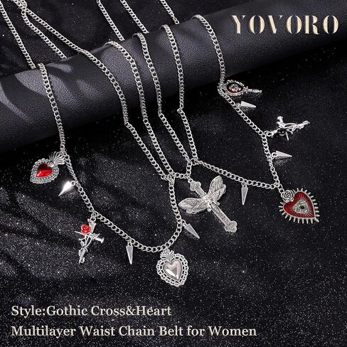Multilayer Waist Chain Belt for Women Silver Crossover Belly Body Chain Body Chains Bikini Beach Waist Chains Cowgirl Chain Belts for Dresses Jeans Y2k Punk Gothic Accessories in Kuwait