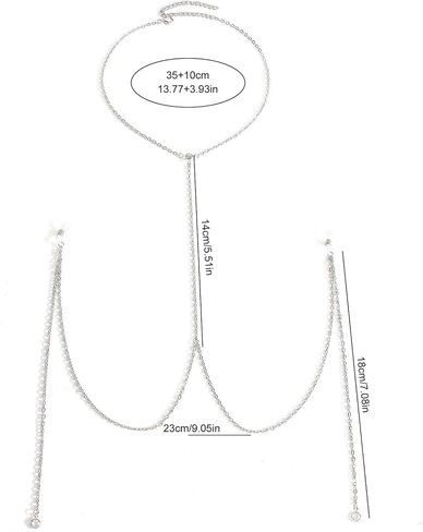 Silver Metal Chest Chain with Non Piercing Nipple Jewelry Bikini Tassel Bra Body Chain Festival Rave Outfit Nipple Body Jewelry for Women in Kuwait