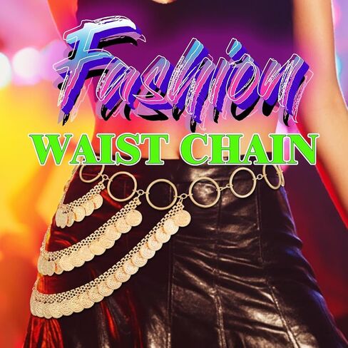 REETAN Gold Coin Waist Chain Belt Rave Fashion Layered Body Accessories for Women in Kuwait