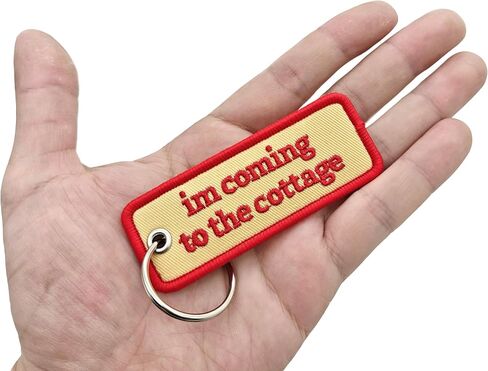 I’m Coming to the Cottage Keychain – Funny Cottage Gift - Embroidered Fabric Key Ring for Cabin, Lake House & Vacation Lovers in Kuwait