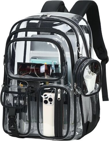 Clear Backpack for School,18 Inch Extra Large Heavy Duty Bookbag for Girls and Boys,Durable See Through PVC Transparent School Backpack forTravel(Blue) in Saudi Arabia
