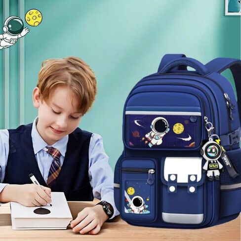 Kids Backpack for Kids, Lightweight Waterproof Blue Backpack for School, Astronaut-themed Kindergarten Elementary School Kids Students Girls and Boys Backpack （Includes astronaut-themed accessories​） in Saudi Arabia