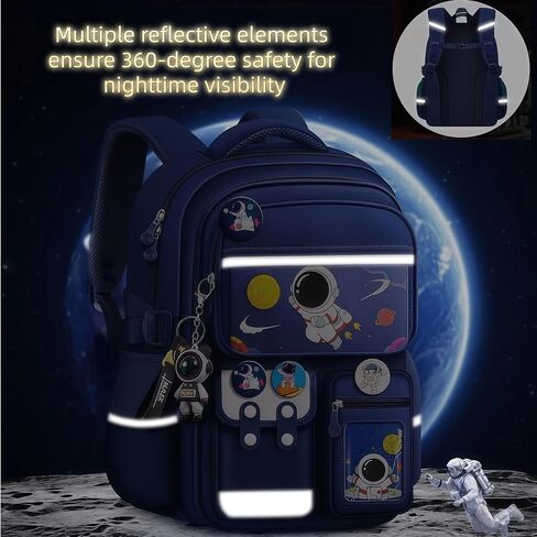 Kids Backpack for Kids, Lightweight Waterproof Blue Backpack for School, Astronaut-themed Kindergarten Elementary School Kids Students Girls and Boys Backpack （Includes astronaut-themed accessories​） in Saudi Arabia