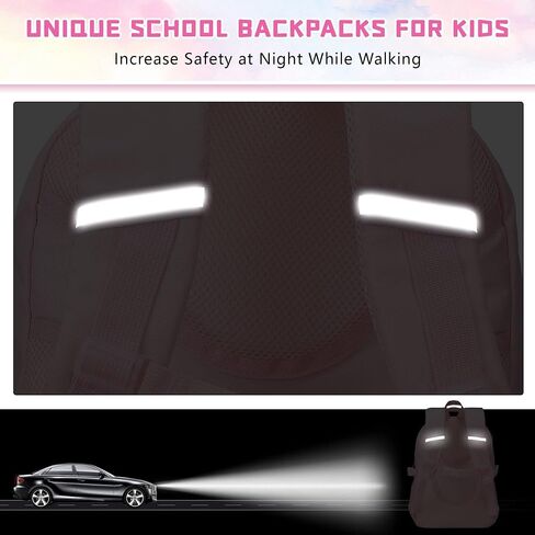 Girls Backpack for School, Cute Pink Purple Backpack for Girls Ages 6-12, Kids Bookbag with Clear Pocket, Lightweight Durable Light Pink in Saudi Arabia