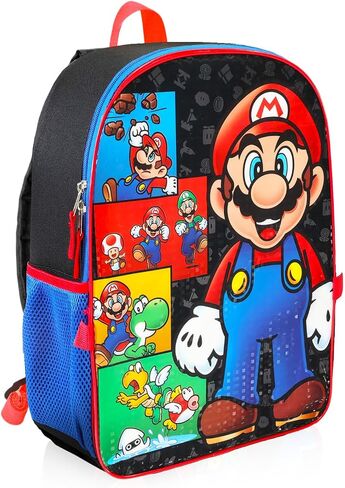 Mario and Luigi Backpack with Lunch Box Set - Bundle of Backpack, Lunch Bag, Stickers, Water Bottle, More | Super Mario Bros School Supplies for Kids in Kuwait
