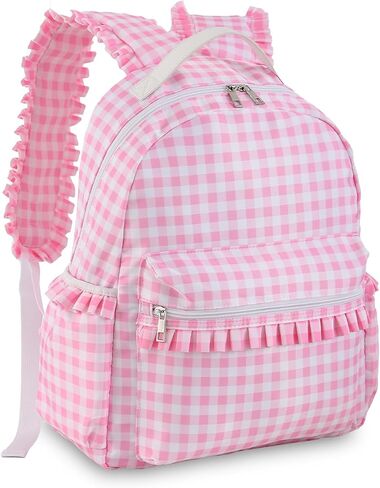 DYSHAYEN Gingham Kids Backpack,15 Inch School Backpack for Girls Boys,Kindergarten Large Bookbag Age 5-8 for Birthday Gifts School Overnight (Pink) in Saudi Arabia