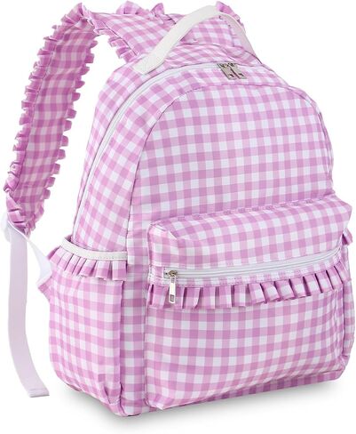 DYSHAYEN Gingham Kids Backpack,15 Inch School Backpack for Girls Boys,Kindergarten Large Bookbag Age 5-8 for Birthday Gifts School Overnight (Pink) in Saudi Arabia