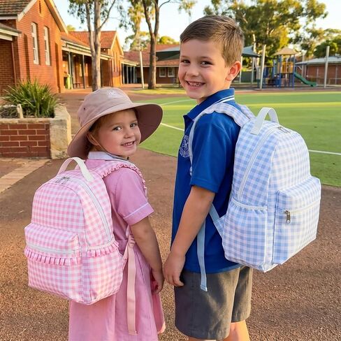 DYSHAYEN Gingham Kids Backpack,15 Inch School Backpack for Girls Boys,Kindergarten Large Bookbag Age 5-8 for Birthday Gifts School Overnight (Pink) in Saudi Arabia