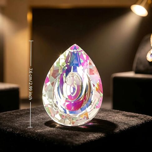 قطعة واحدة من صائدات الشمس مقاس 76 مم/2.99 بوصة كبيرة الحجم معلقة لديكور النوافذ، وأجزاء الثريا، وديكورات المنزل DIY تأثير المنشور المتلألئ والانعكاسات الملونة in Kuwait