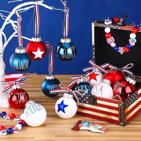 Vinsot 12 Pcs 4th of July Patriotic Ball Ornaments for Tree 2.4 Inch Red White and Blue USA America Decorations Star Hanging Ornament 250th Anniversary Decoration for Tree Home Independence Day Party in Kuwait