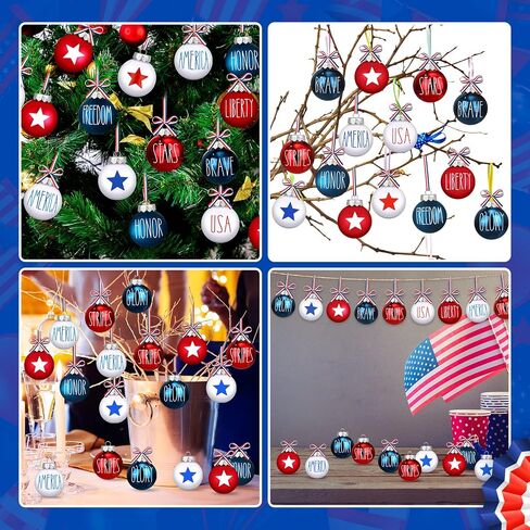 Vinsot 12 Pcs 4th of July Patriotic Ball Ornaments for Tree 2.4 Inch Red White and Blue USA America Decorations Star Hanging Ornament 250th Anniversary Decoration for Tree Home Independence Day Party in Kuwait