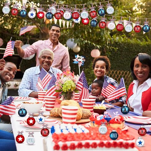 Vinsot 12 Pcs 4th of July Patriotic Ball Ornaments for Tree 2.4 Inch Red White and Blue USA America Decorations Star Hanging Ornament 250th Anniversary Decoration for Tree Home Independence Day Party in Kuwait