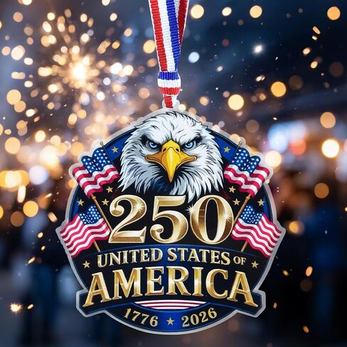 250 Anniversary USA Ornament, United States 250 Years American Anniversary Merchandise, Christmas Ornament 2026, America 250 Years Patriotic Home Decor for 4th of July Decorations in Kuwait