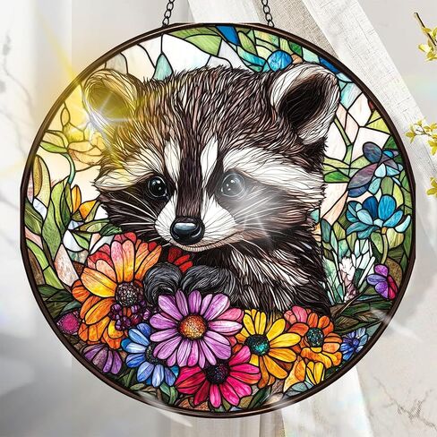Colorful Acrylic Suncatcher, Bee Hanging Window Decor with Printed Stained Glass Style Design Sun Catcher, Rainbow Maker Wall Art, Gift Idea & Garden Ornament Indoor Outdoor Use 7.8 x 7.8 inch in Kuwait
