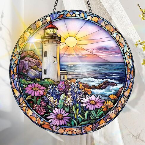Colorful Acrylic Suncatcher, Bee Hanging Window Decor with Printed Stained Glass Style Design Sun Catcher, Rainbow Maker Wall Art, Gift Idea & Garden Ornament Indoor Outdoor Use 7.8 x 7.8 inch in Kuwait