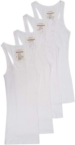 4 Pack Zenana Women's Ribbed Tank Top Med, White in Saudi Arabia