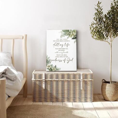 HIWX Christian Wall Decor, All My Life You Have Been Faithful Bible Verse Botanical Framed Canvas Painting Wall Art Decor, Religious Wall Art Home Decoration for Bedroom Living Room Church, 11x14 in Saudi Arabia