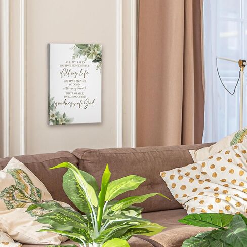 HIWX Christian Wall Decor, All My Life You Have Been Faithful Bible Verse Botanical Framed Canvas Painting Wall Art Decor, Religious Wall Art Home Decoration for Bedroom Living Room Church, 11x14 in Saudi Arabia
