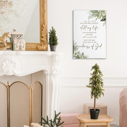 HIWX Christian Wall Decor, All My Life You Have Been Faithful Bible Verse Botanical Framed Canvas Painting Wall Art Decor, Religious Wall Art Home Decoration for Bedroom Living Room Church, 11x14 in Saudi Arabia