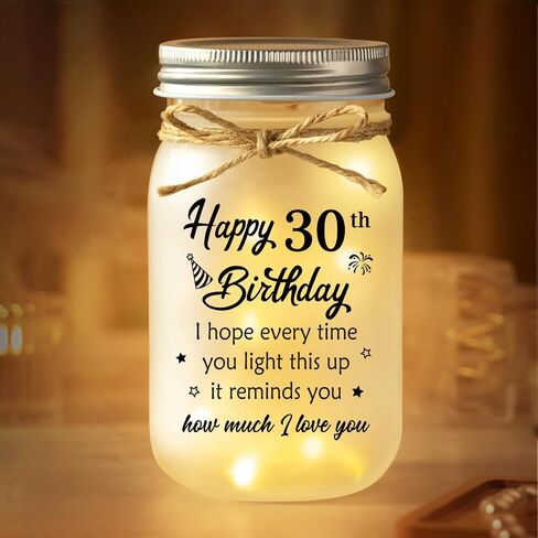 30th Birthday Gifts for Women Men, Thirty Bday Mason Jar Night Lights, 1996 30th Birthday Decorations for Her Him, 30 Year Old Bday Gifts for Friend, Sister, Wife, Husband, Turning 30 Present in Saudi Arabia