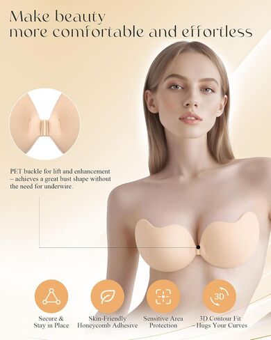 4 Pairs Sticky Bra Strapless, Backless Push Up Bras for Women Invisible, Adhesive Bra Reusable in Saudi Arabia