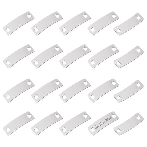 20Pcs Stainless Steel Shoelace Charms Shoe Lace Tags Rectangle Detachable Shoelace Decorations Shoe Lace Blank Tags Silver for DIY Women Sneakers Decorations 1.65x0.55x0.04 Inch in Kuwait