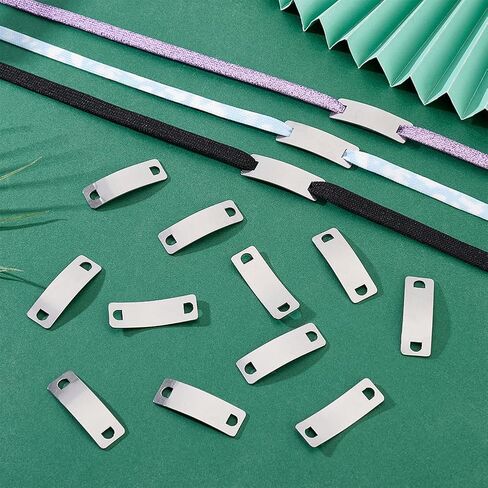 20Pcs Stainless Steel Shoelace Charms Shoe Lace Tags Rectangle Detachable Shoelace Decorations Shoe Lace Blank Tags Silver for DIY Women Sneakers Decorations 1.65x0.55x0.04 Inch in Kuwait
