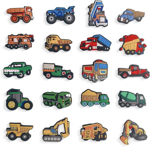 20 PCS Construction Vehicles Theme Shoe Charms,Truck Car Digger Train Shoe Decorations for Clogs Sandals Bags,Gifts for Boys Kids in Saudi Arabia