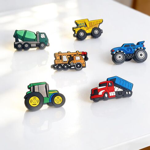 20 PCS Construction Vehicles Theme Shoe Charms,Truck Car Digger Train Shoe Decorations for Clogs Sandals Bags,Gifts for Boys Kids in Saudi Arabia