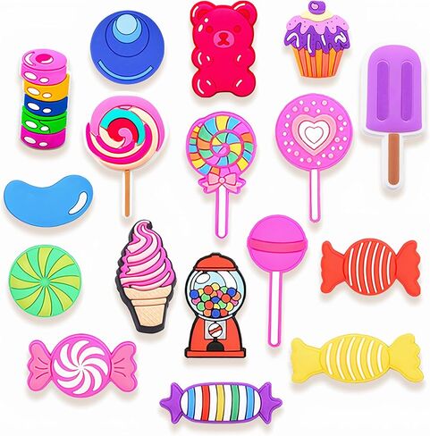 18PCS Cute Gummy Bear Candy Charms Set, Ice Cream Cupcake, Colorful PVC Candy Decorations for Shoes, Bracelets, Bags Gifts for Birthday, Holiday, Party. in Kuwait