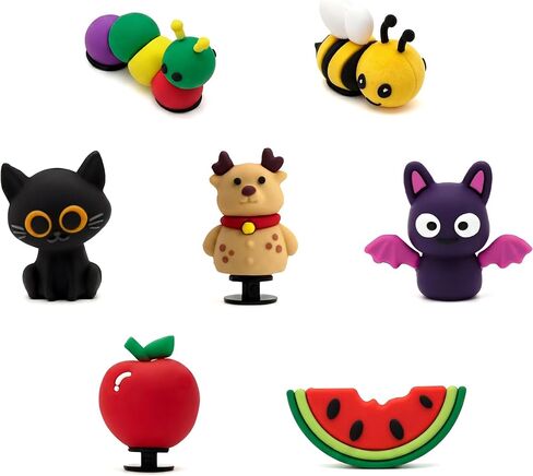 Cute Kawaii Shoe Charms for Clogs, Cartoon Croc Charms Accessories for Girls Kids Teens, Black Cat Bat Bee Caterpillar Deer Fruit Shoe Decorations Pack, Aesthetic DIY Clog Charm Gifts in Kuwait