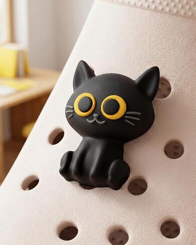 Cute Kawaii Shoe Charms for Clogs, Cartoon Croc Charms Accessories for Girls Kids Teens, Black Cat Bat Bee Caterpillar Deer Fruit Shoe Decorations Pack, Aesthetic DIY Clog Charm Gifts in Kuwait