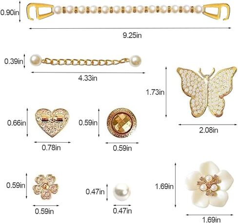Bling Shoe Charms Set for Clogs & Sandals, 20 Pcs Glitter Pearl Flower Shoes Decoration Bulk, Shoes Chains Pins Charm Accessories DIY Shoes Accessories for Party Favor in Kuwait
