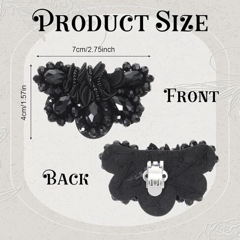 2 PCS Bow Shoe Clips for Women Bow Flower Crystal Shoe Jewelry Clips Black Vintage Decorative Shoes Clip for Wedding Pumps Flats (7x4x1.5cm) in Saudi Arabia
