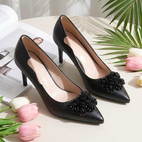 2 PCS Bow Shoe Clips for Women Bow Flower Crystal Shoe Jewelry Clips Black Vintage Decorative Shoes Clip for Wedding Pumps Flats (7x4x1.5cm) in Saudi Arabia