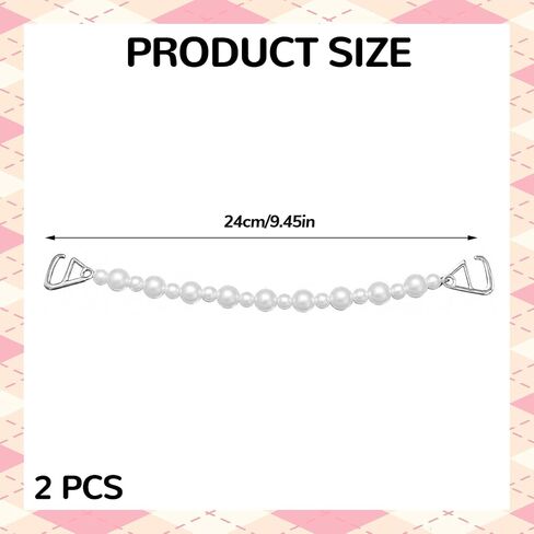 1 Pair Pearl Shoe Charms, Double Pearl Chain Decoration Compatible with Crocs, Lightweight Beaded Strap for Clog Shoes & Bag Accessories, Elegant Shoes Charms Set for Daily & Party Wear in Saudi Arabia