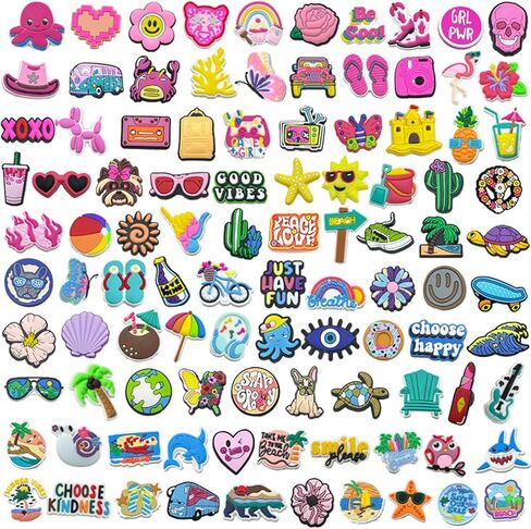 33,57,100 Pcs Random PVC Shoe Charms Multiple styles Garden Shoe Charms Accessories for Girls,Boys and Adult Party Gift in Kuwait