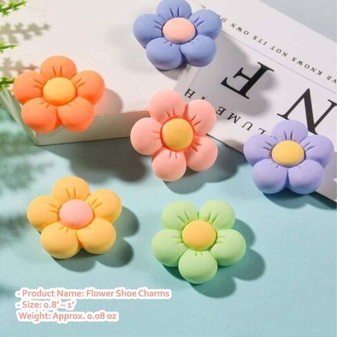 16 PCS Colorful Flower Shoe Charms with Chains Accessories, Cute Daisy Flower Charms for Adults, Shoes Decorations fit Sandal, Bracelets Decor Birthday Party Favors in Saudi Arabia