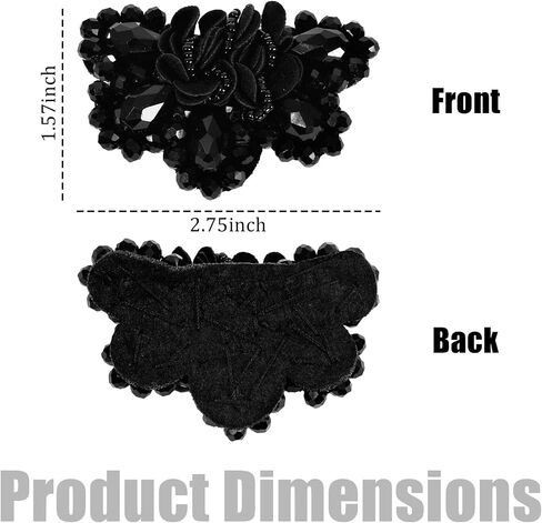 2 PCS Bow Shoe Clips for Women Dress Shoes, Black Vintage Detachable Bow, Beading Shoe Embellishment for Wedding Pumps Decoration in Saudi Arabia