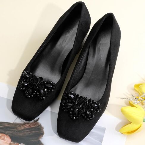 2 PCS Bow Shoe Clips for Women Dress Shoes, Black Vintage Detachable Bow, Beading Shoe Embellishment for Wedding Pumps Decoration in Saudi Arabia