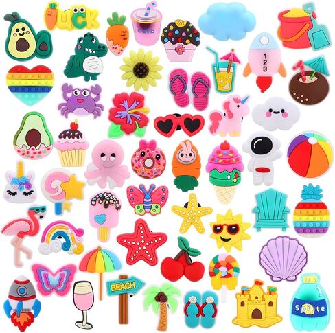 Shoe Charm Accessories for Clogs, 50 Pcs DIY Decorative Plug Charms for Girls Women Teens, Removable Shoe Jewels for Holely Shoes, Sandals, Backpacks, Christmas Gifts in Kuwait