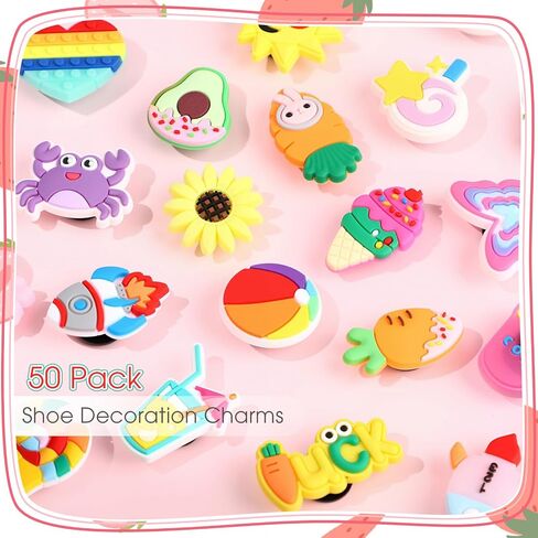 Shoe Charm Accessories for Clogs, 50 Pcs DIY Decorative Plug Charms for Girls Women Teens, Removable Shoe Jewels for Holely Shoes, Sandals, Backpacks, Christmas Gifts in Kuwait