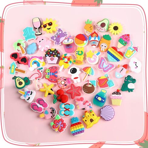 Shoe Charm Accessories for Clogs, 50 Pcs DIY Decorative Plug Charms for Girls Women Teens, Removable Shoe Jewels for Holely Shoes, Sandals, Backpacks, Christmas Gifts in Kuwait
