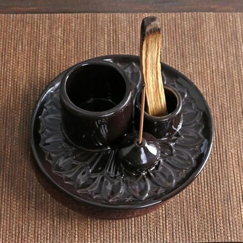 4 in 1 Palo Santo Holder, Ceramic Incense Holder, Sage Holder, Smudge Bowl, Palo Santo Burner, Incense and Candle Holder for Burning Sage for Smudge Meditation Yoga (RED) in Kuwait