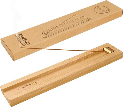 Bamboo Incense Holder for Sticks with 360 Degree Adjustable Brass Roller,Wooden Incense Burner with Wider Ash Catch Groove, Rotating 6-Hole Design for Stick Incense Insert in Saudi Arabia