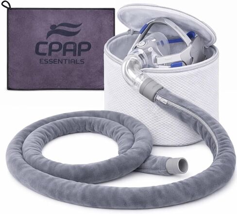 CPAP Hose Cover Fleece with Mask Holder & Cleaning Towel – Soft Insulated CPAP Tube Cover, Breathable Cylinder Mask Organizer, Reusable Cleaning Cloth (Space Grey) in Kuwait
